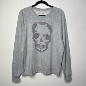 Zadig & Voltaire Gray Skull Crewneck Longsleeve Sweatshirt Studded Rhinestone